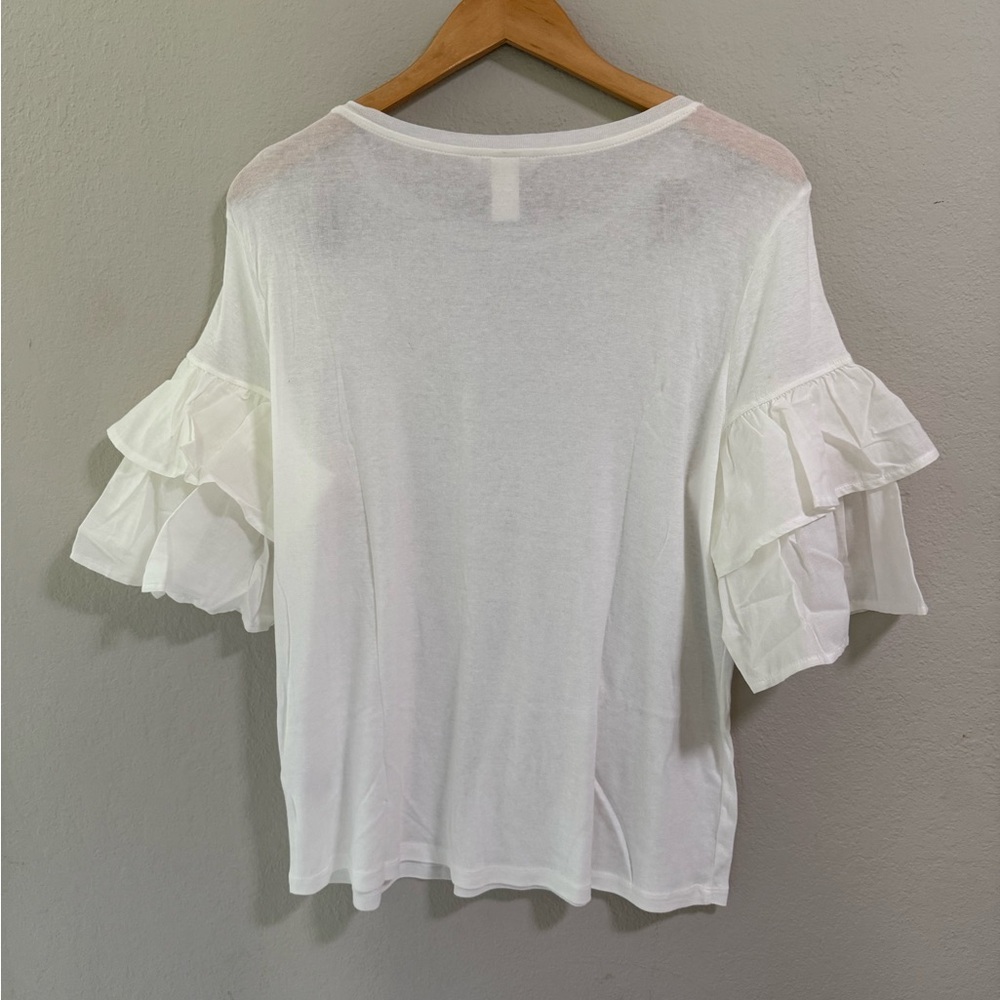 H&M White Ruffle Sleeve Top, Size M - Picture 4 of 5